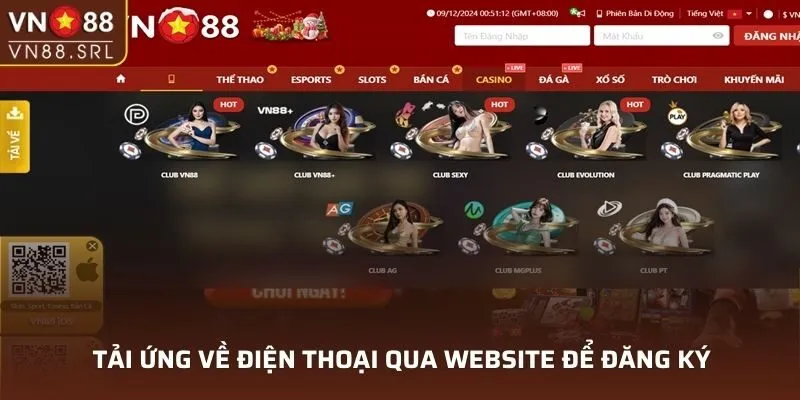 Tải ứng dụng về điện thoại qua website để đăng ký